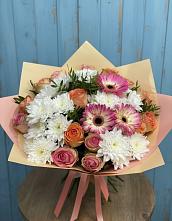 Букет цветов из:  Розы, Герберы и Хризантемы #REPLACE_PRED# Мещовске