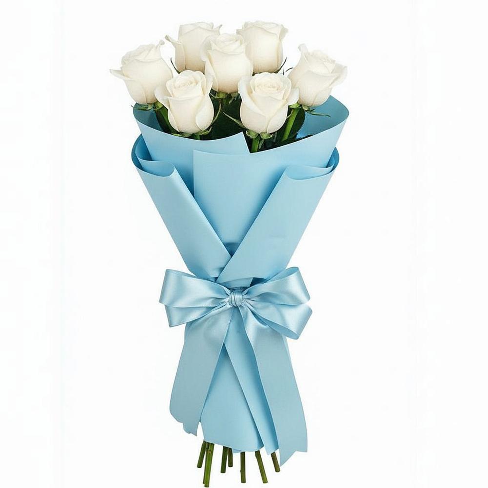 Букет 7 белых роз Проуд в Мещовске