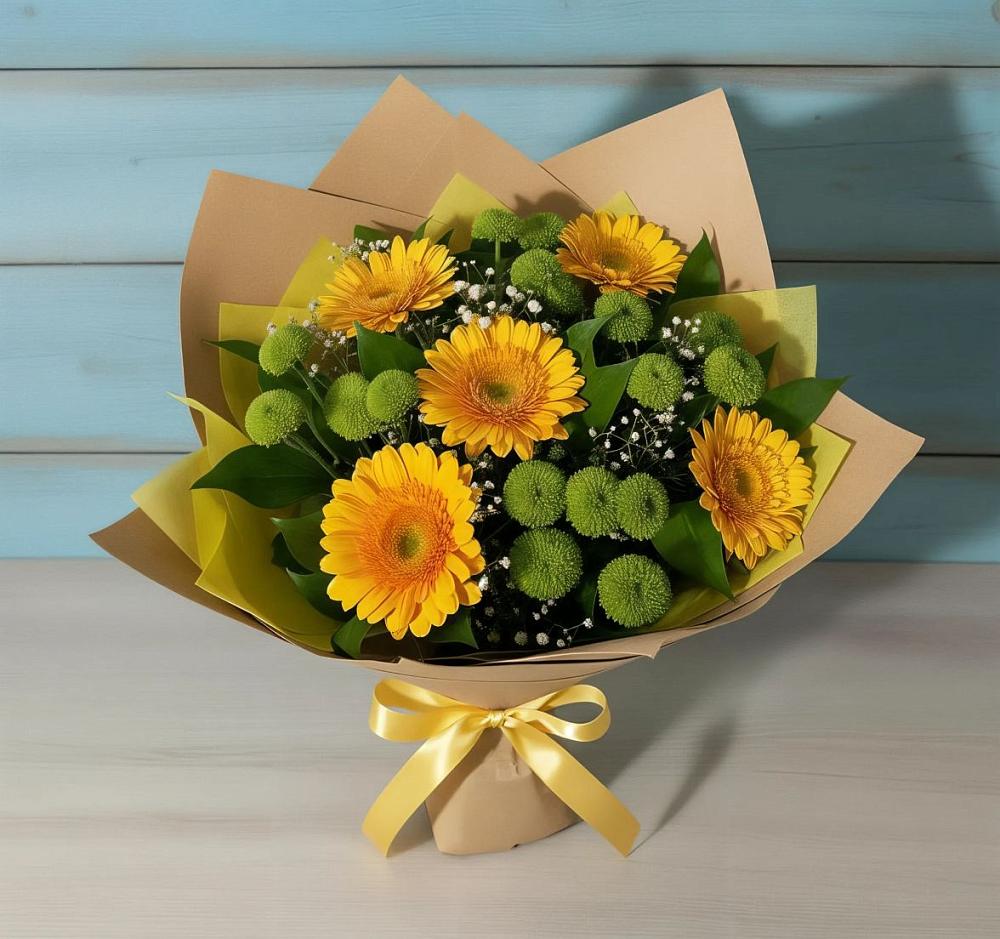 Букет цветов из: Герберы и Хризантемы в Мещовске