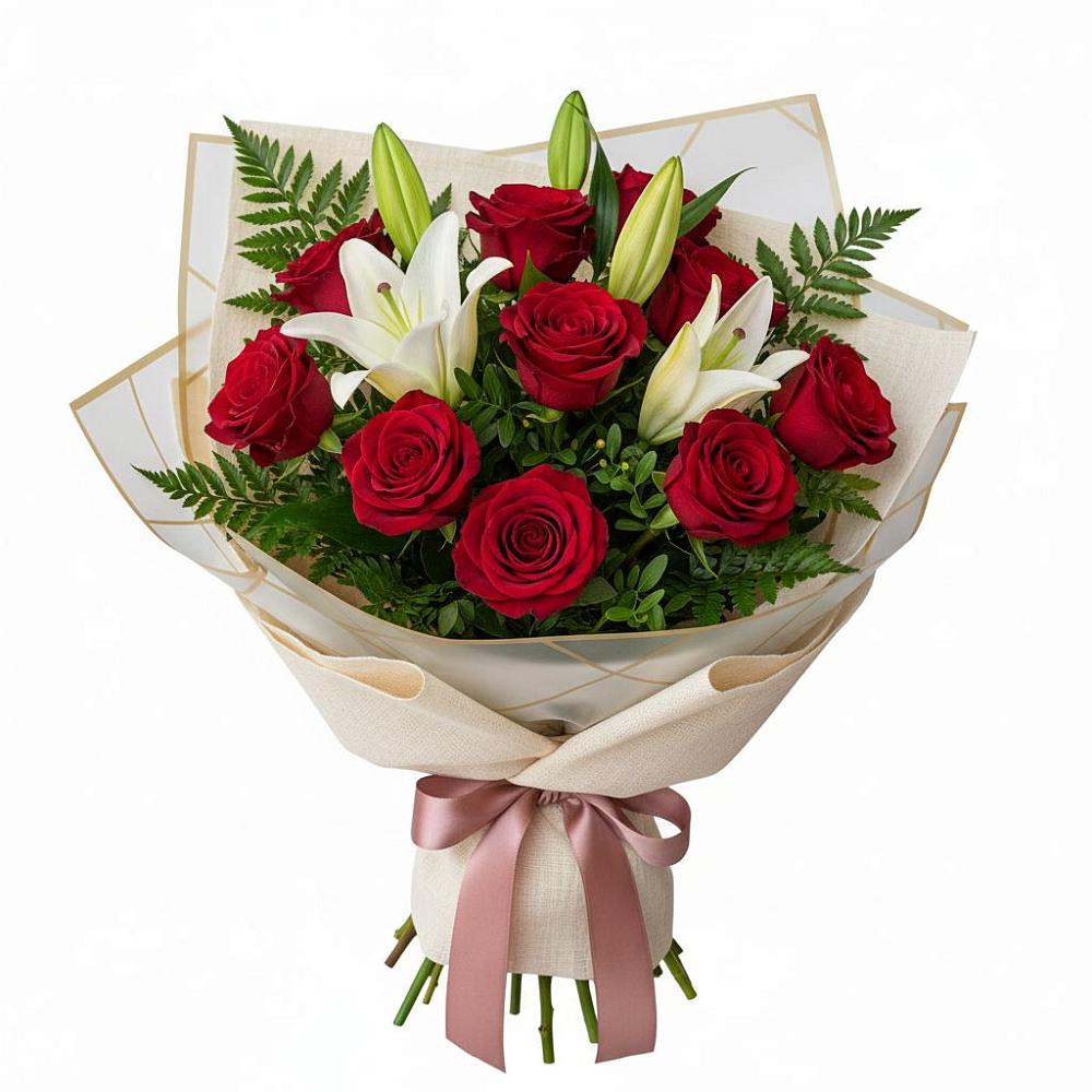 Букет цветов из: Лилии и Розы в Мещовске