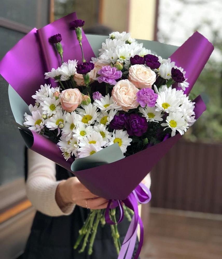 Букет цветов из: Хризантемы, Гвоздики и Розы в Мещовске