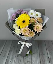 Букет цветов из:  Розы, Герберы и Хризантемы в Мещовске