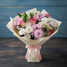 Букет цветов из:  Хризантемы, Альстромерии и Розы в Мещовске