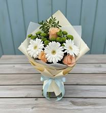Букет цветов из:  Герберы, Розы и Хризантемы #REPLACE_PRED# Мещовске