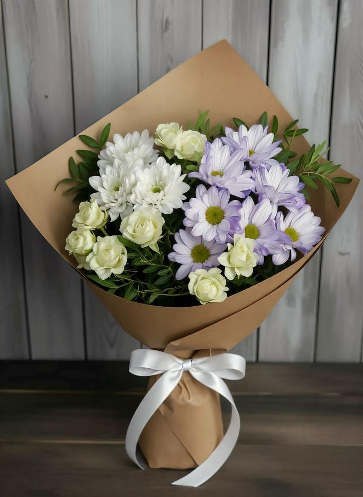 Букет цветов из: Хризантемы и Розы в Мещовске